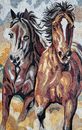 Пара лошадей, мозаика крупным планом