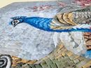 Peacocks on Cherry Blossom Mosaic close-up