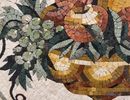 Gold Fruit Bowl Vignette Mosaic Backsplash close-up