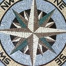 Sea Grey Compass Mosaic, 48" close-up