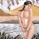 Купальщица, мозаика крупным планом