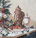 Цветы и керамика, мозаика крупным планом