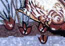Swans on a Pond Mosaic close-up