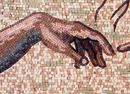 The Creation of Adam Reproduction Mosaic, 28"x40" close-up