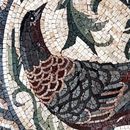 Round Pheasant Decorative Mosaic, 30" close-up