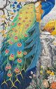 Elegant Peacocks and Flowers Mosaic крупным планом