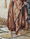 Flute Player and Turtles Mosaic close-up