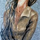 Brunette Portrait Mosaic, 28"x48" close-up