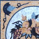 Gold Fruit Bowl Vignette Mosaic Wall Art, 36" close-up