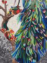 Perched Royal Peacock Mosaic Wall Art close-up