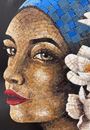 African Woman Mosaic with Flowers close-up