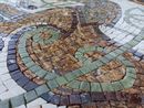Кельтские лошади, круглая мозаика крупным планом