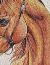 Braunes Pferd Vignette Mosaik, 95x120 cm Zoom