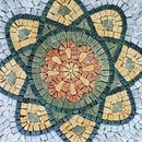 Flower Patterned Mosaic Medallion with Wave Border, 32" close-up