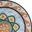 Flower Patterned Mosaic Medallion with Wave Border, 32" close-up