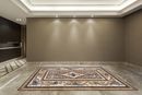 Ornate Brown Patterned Rug Mosaic with Blue Flowers in your home