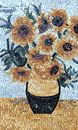 Arched Sunflower Mosaic, 24"x40" close-up