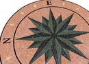 Empress Green Compass Mosaic, 48" close-up