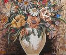 Картина из мозаики, ваза с цветами, 140x120 см крупным планом
