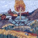 Осень, пейзаж из мозаики крупным планом