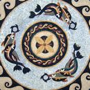 Round Roman Dolphin Patterned Mosaic, 60" close-up
