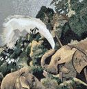 Two Elephants in Water Mosaic close-up