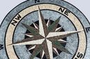 Emerald and White Compass Mosaic, 30" close-up