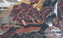 Mountain Range with Waterfall Mosaic Mural close-up