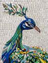 Perched Royal Peacock Mosaic Wall Art close-up