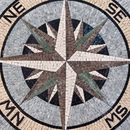 Round Multicolored Compass Mosaic, 48" close-up
