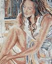 Woman Washing Feet Mosaic close-up
