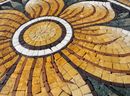 Patterned Gold Leafy Round Mosaic close-up
