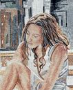 Woman Washing Feet Mosaic close-up