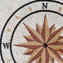 Brown and White Compass Mosaic, 32" close-up