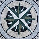 Green Compass Rose Mosaic, 32" close-up