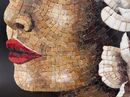 African Woman Mosaic with Flowers close-up