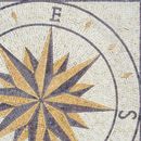 Gold Compass on Cream Background Mosaic, 40" close-up