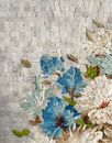 Blue Anemone and White Chrysanthemum Mosaic close-up