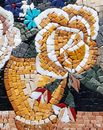 Multicolored Roses and Daisies Mosaic close-up
