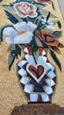 Flowers in Heart Vase Mosaic close-up