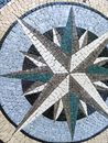 Sea Grey Compass Mosaic, 48" close-up