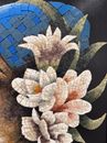 African Woman Mosaic with Flowers close-up