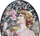 Woman in Rose Garden Mosaic close-up