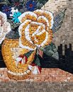Multicolored Roses and Daisies Mosaic close-up