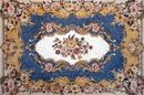 Gold and Blue Floral Rug Mosaic close-up