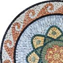Flower Patterned Mosaic Medallion with Wave Border, 32" close-up