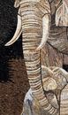 Elephant Embracing Young Calf Mosaic Wall Art close-up