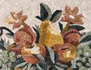 Gold Fruit Bowl Vignette Mosaic Backsplash close-up