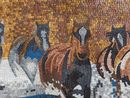 Horses Galloping Mosaic Mural close-up