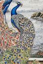 Brightly Colored Peacocks by the Sea Mosaic close-up